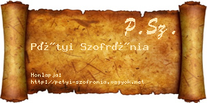 Pétyi Szofrónia névjegykártya